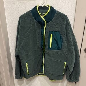 Puma Green Fleece Jacket with Yellow Accents